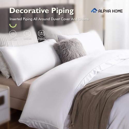 ALPHA HOME Queen Duvet Cover Set Tencel Lyocell