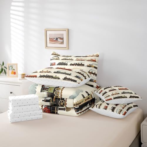 Feelyou Vintage Train Bedding Set 7 Pcs
