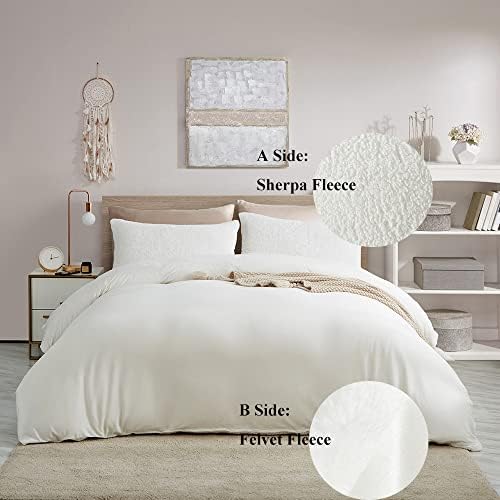 CinYana Sherpa Fleece Duvet Cover Set 5 Piece Double-Sided