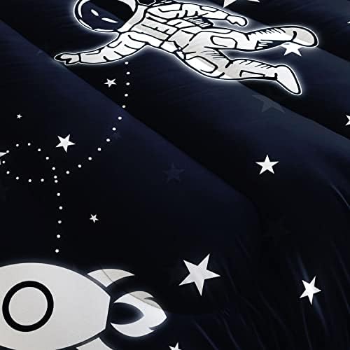 Kids Comforter Set Astronaut Space Rocket Quilt Bedding Set 3PCS