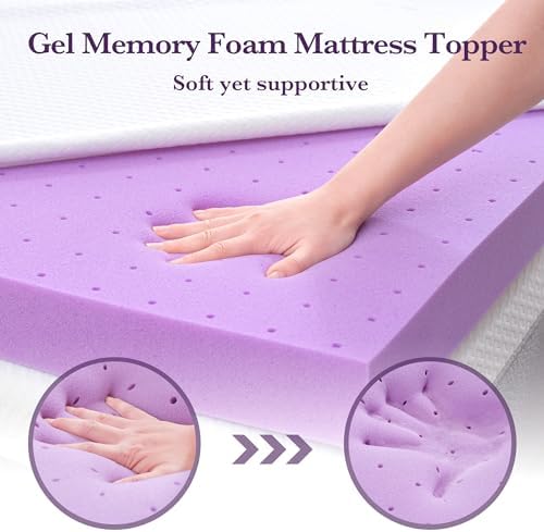 SINWEEK 2 Inch Gel Memory Foam Mattress Topper Twin Size