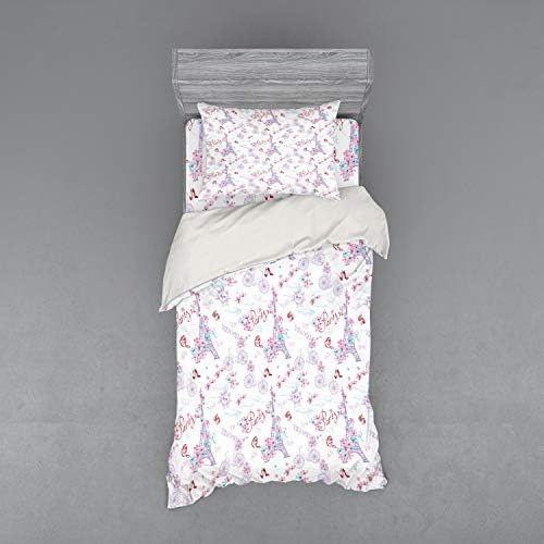 Ambesonne Vintage Paris Eiffel Tower Duvet Set