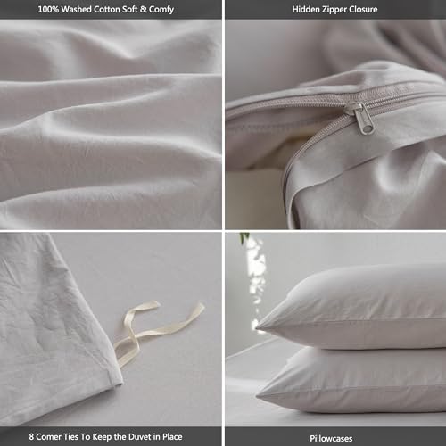 MooMee Cal King Duvet Cover Set - 100 Washed Cotton Soft Durable