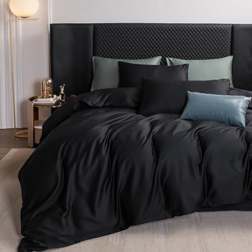MooMee Luxury Duvet Cover Set 3 Pieces Black King 104x90