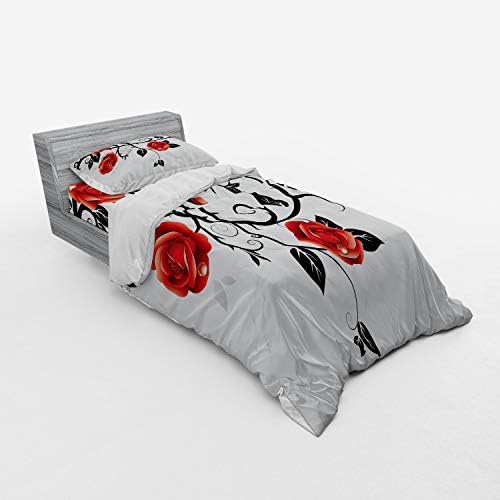 Ambesonne Gothic Duvet Cover Set - Vermilion Black White
