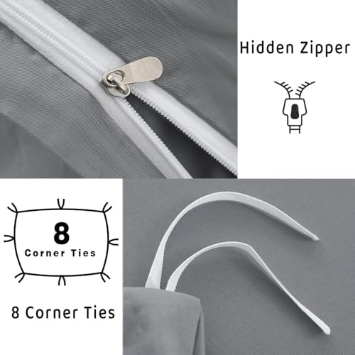 Organic Cotton Duvet Cover Set Cal King 3 Piece Grey