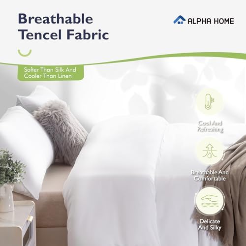 ALPHA HOME Queen Duvet Cover Set Tencel Lyocell