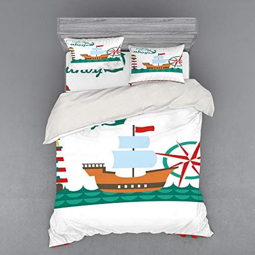 Ambesonne Ahoy Its a Boy Duvet Cover Set 4 Piece California King