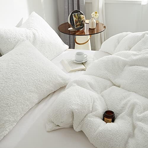 CinYana Sherpa Fleece Duvet Cover Set 5 Piece Double-Sided