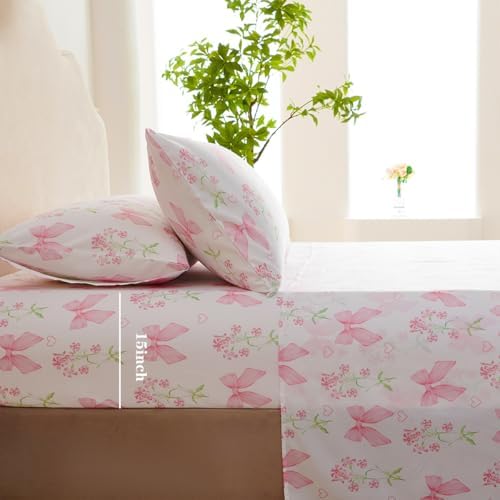 Jolusere Bowknot Sheet Set Queen Kids Soft Microfiber