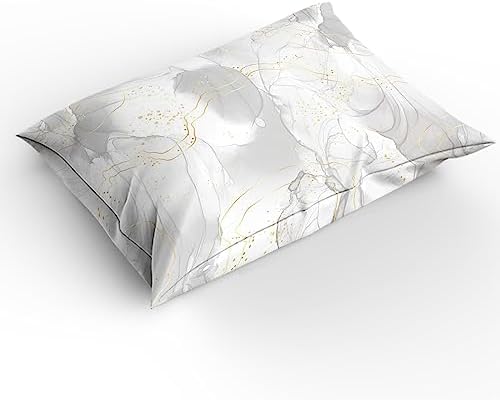 LooPoP Duvet Cover Set California King Grey Marble 3 Pc
