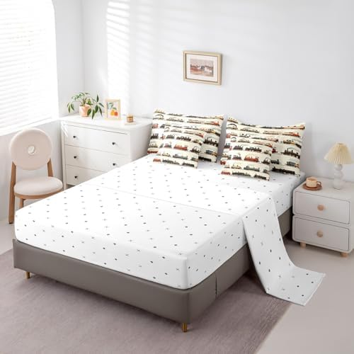 Feelyou Vintage Train Bedding Set 7 Pcs