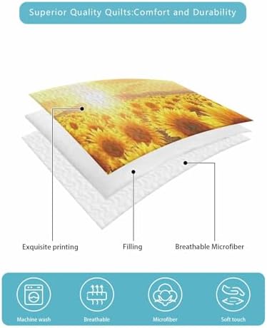 TocaHome Summer Quilt Twin XL 68x98 Inch Set with Pillowcases