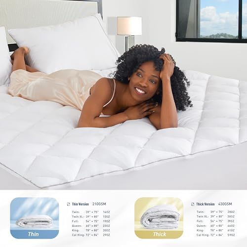 Sunflower King Mattress Pad Breathable Cotton Cover with 18-22 Deep Pocket