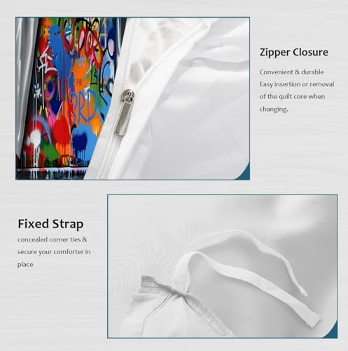 MUKULING Duvet Cover Set 3 Pieces Graffiti Style