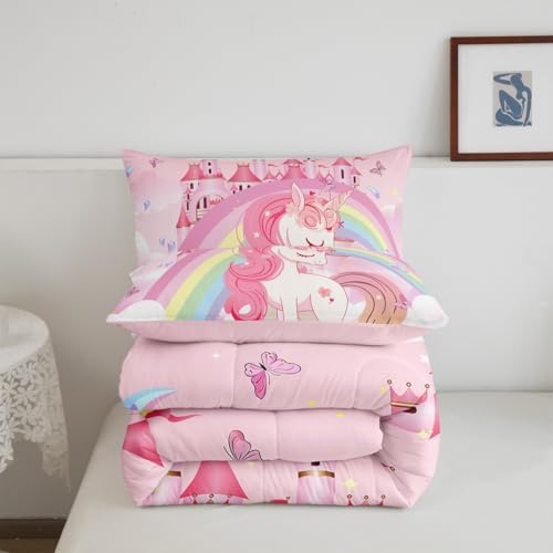 Erosebridal Rainbow Unicorn Comforter Set