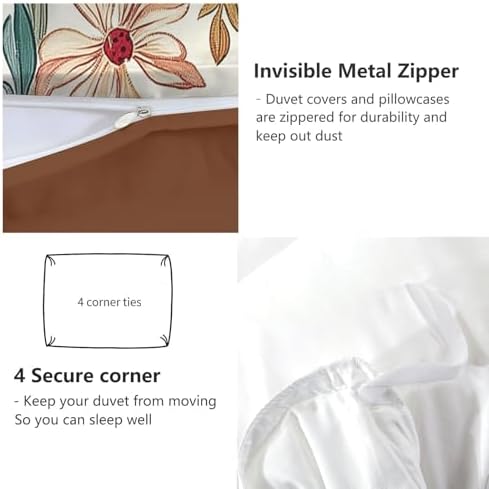 Floral Pomegranate Duvet Cover Set California King 104x98 Zipper Closure