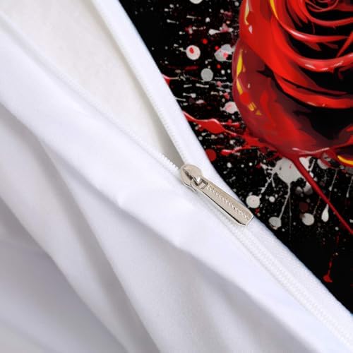 BAFABUI Red Rose California King Comforter Cover Set