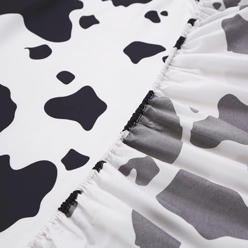 SDY 3PCS Cow Print Fitted Sheet Set Queen Size
