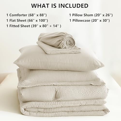 CozyLux Twin XL Seersucker Comforter Set 1