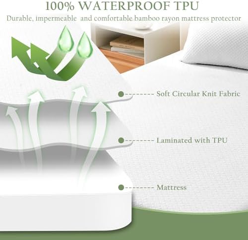 100 Waterproof Queen Mattress Protector with Bamboo Rayon