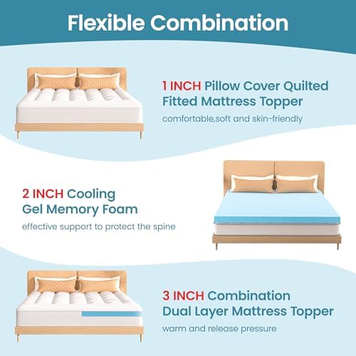 AprLeaf 3 Inch Dual Layer Mattress Topper Queen Size