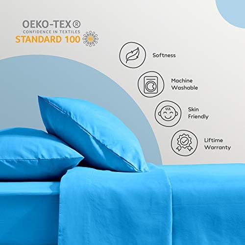 SLEEP ZONE Kids Full Size Bed Sheet Set - Sky Blue