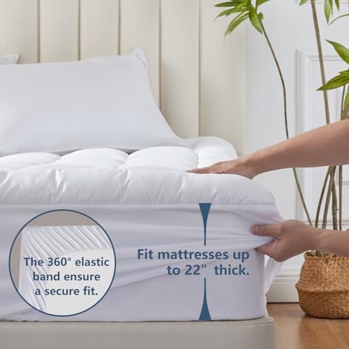 CozyLux Queen Mattress Topper Cotton Cooling 8-21 Deep Pocket