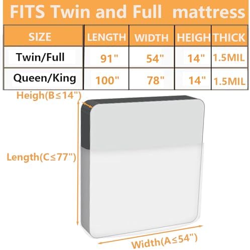 Zangboer Mattress Bags Twin Full 1 Pack Waterproof Storage Protector