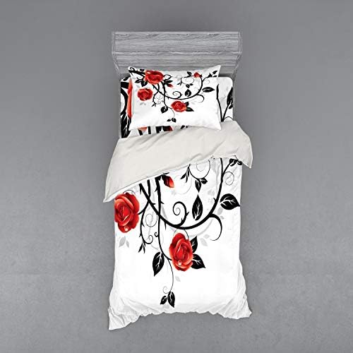 Ambesonne Gothic Duvet Cover Set - Vermilion Black White