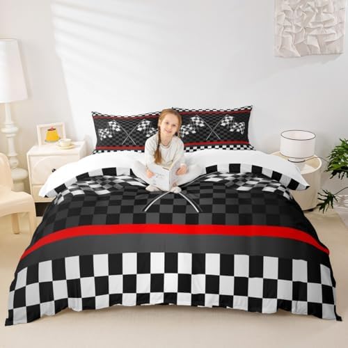 Homewish Racing Car Duvet Cover Set Queen Size 1