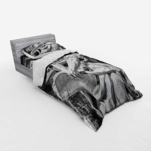 Ambesonne Retro Duvet Cover Set Stone Art Print Twin XL Pale Grey