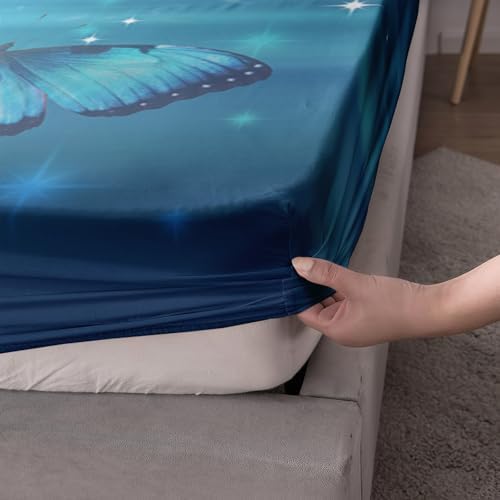 Fantasy Blue Butterfly Bedding Set for Girls