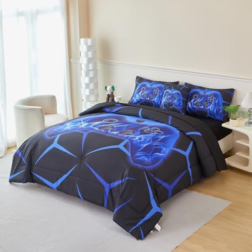 ZSYAYAHA 6 Piece Gamer Bed in a Bag Set for Kids