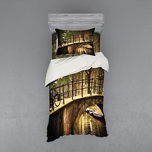 Ambesonne Landscape Duvet Cover Set Twin Cream