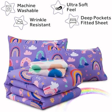 Holawakaka Boho Rainbow Comforter Set with Sheets 1