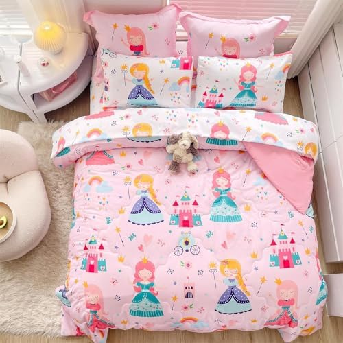 Wajade Kids Pink Princess Comforter Set 3 Piece Bed in a Bag