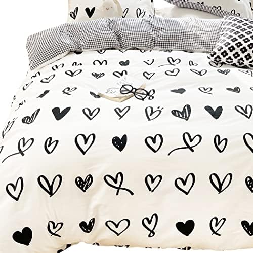 MEJU Heart Love Duvet Cover Set with Pillowcases and Zipper Closure