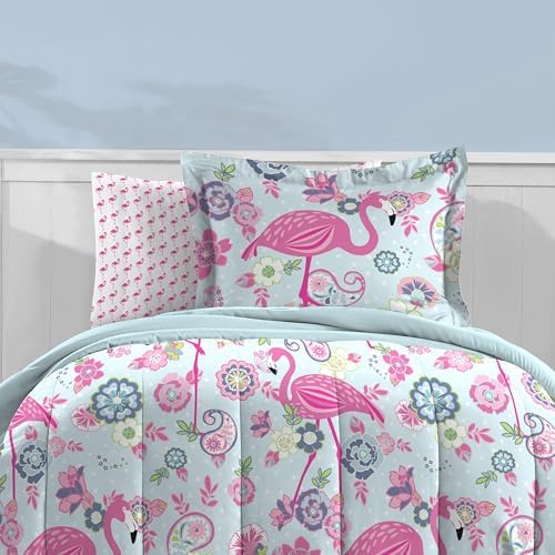 Dream Factory Kids 7-Piece Comforter Set Full Pink Flamingo