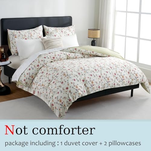 Zusbest Duvet Cover Queen Set White Green