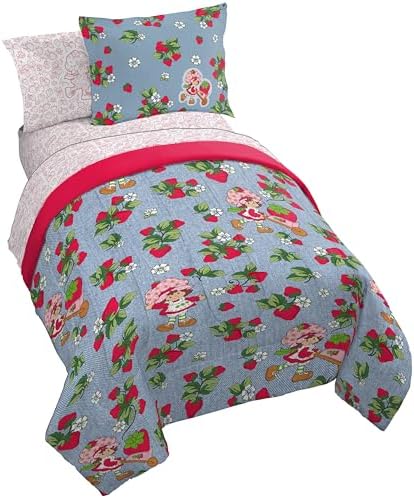 Jay Franco Kids Comforter Set - Strawberry Shortcake Blue 5 Piece Twin