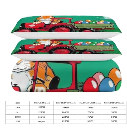 GAWEKIQE Red Bunny Truck Duvet Cover Set 3 Piece Queen Size