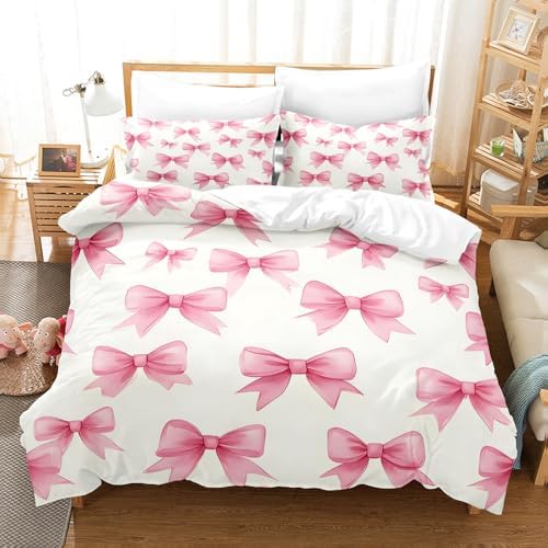 Pink Bow Duvet Cover Set Queen