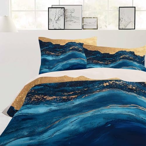 Teal Blue Ocean Duvet Cover Cal King Set with Zipper and Pillowcases
