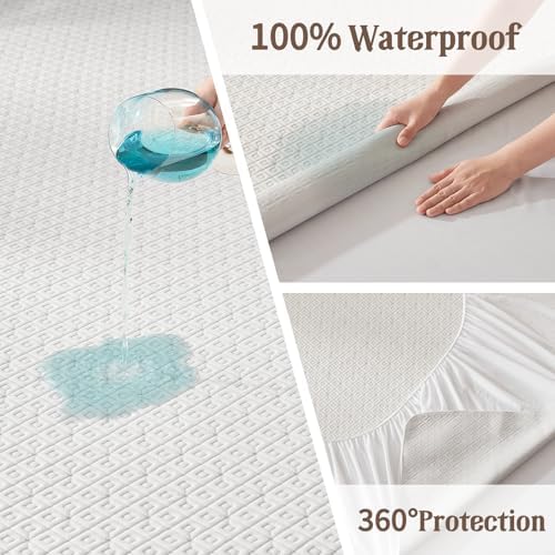 BEDLORE King Mattress Protector Waterproof Noiseless Deep Pocket Machine Washable