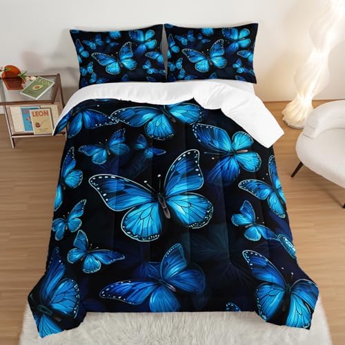 Dream Blue Butterfly Comforter Set Twin Size 1