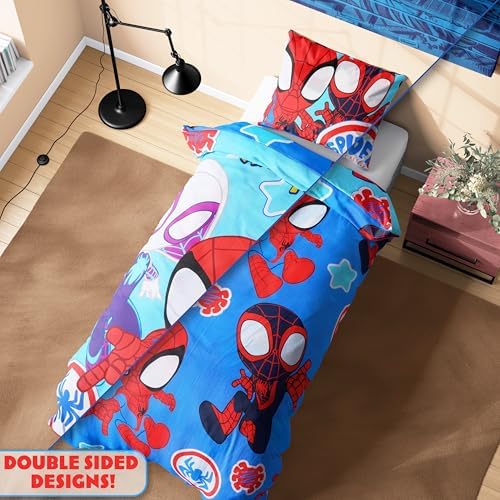 Marvel Spiderman Duvet Cover and Pillowcase Set Blue Spidey