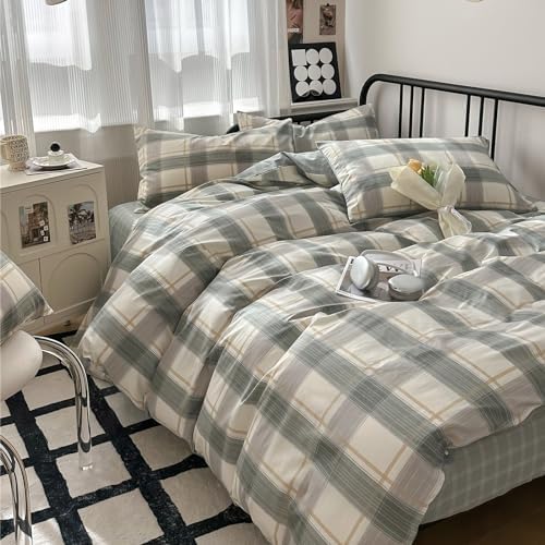 VM VOUGEMARKET Plaid Duvet Cover Set King with Zipper