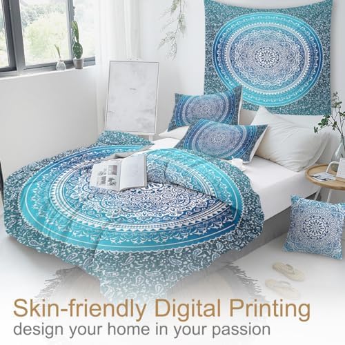 Sleepwish 4pcs Teal Boho Duvet Cover Set