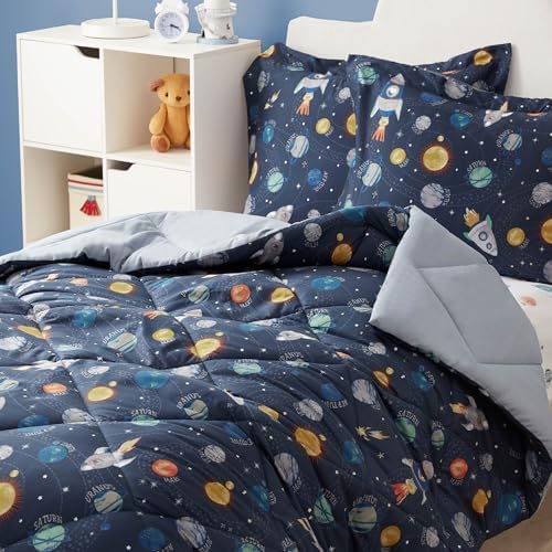 PPOLCA Queen Space Bedding Set for Boys 3 pcs